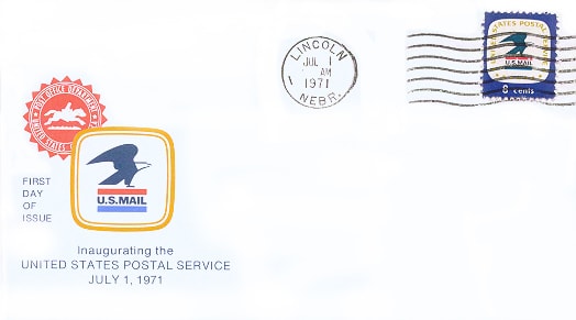 First Day of Issue cover inaugurating the United States Postal Service, July 1, 1971
